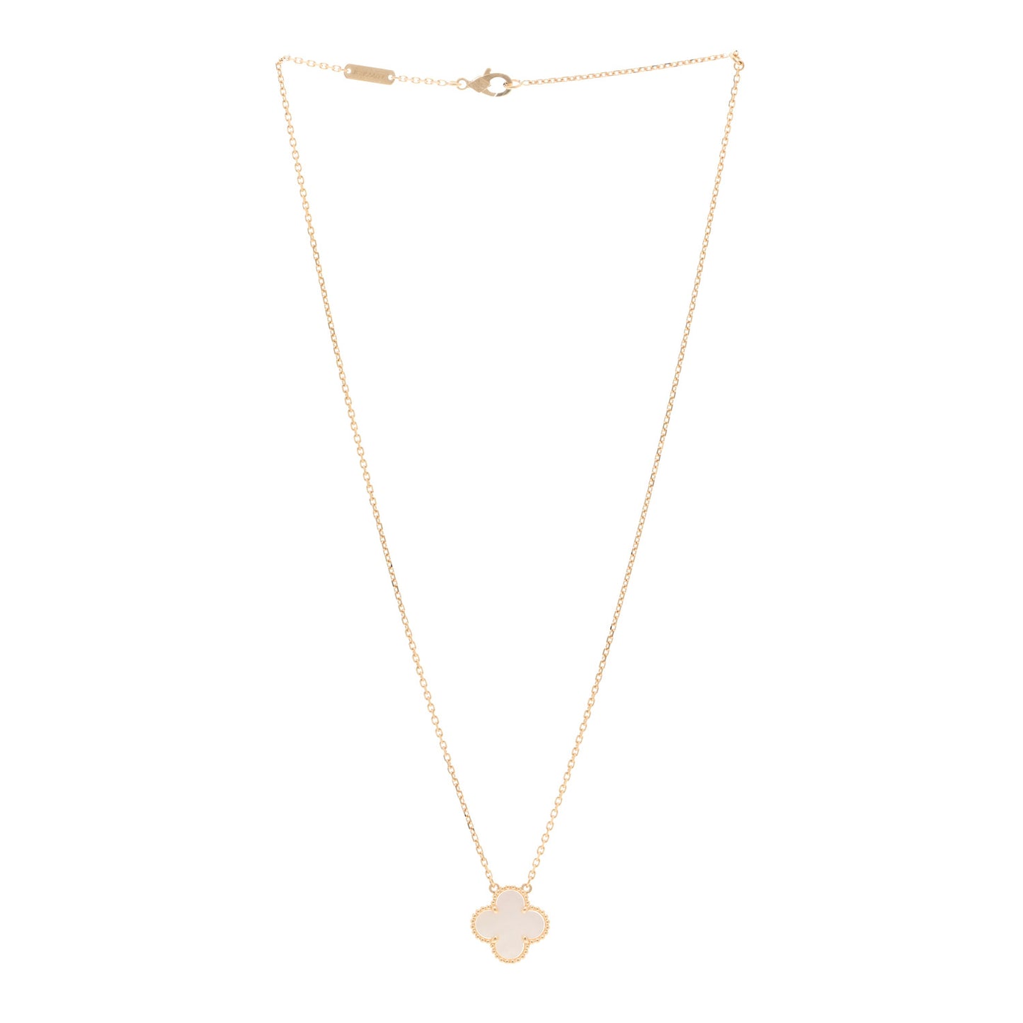 18K Yellow Gold Mother of Pearl Vintage Alhambra Pendant Necklace