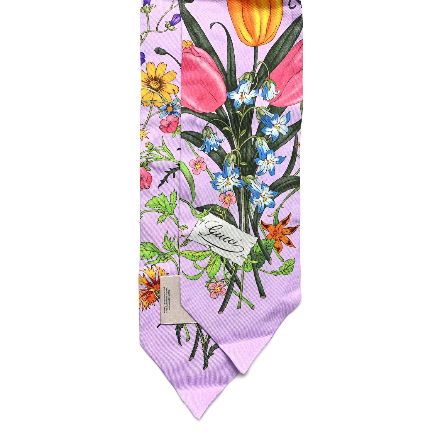 Gucci Silk Flora Neck Bow Scarf Purple Multicolor 2 of 4