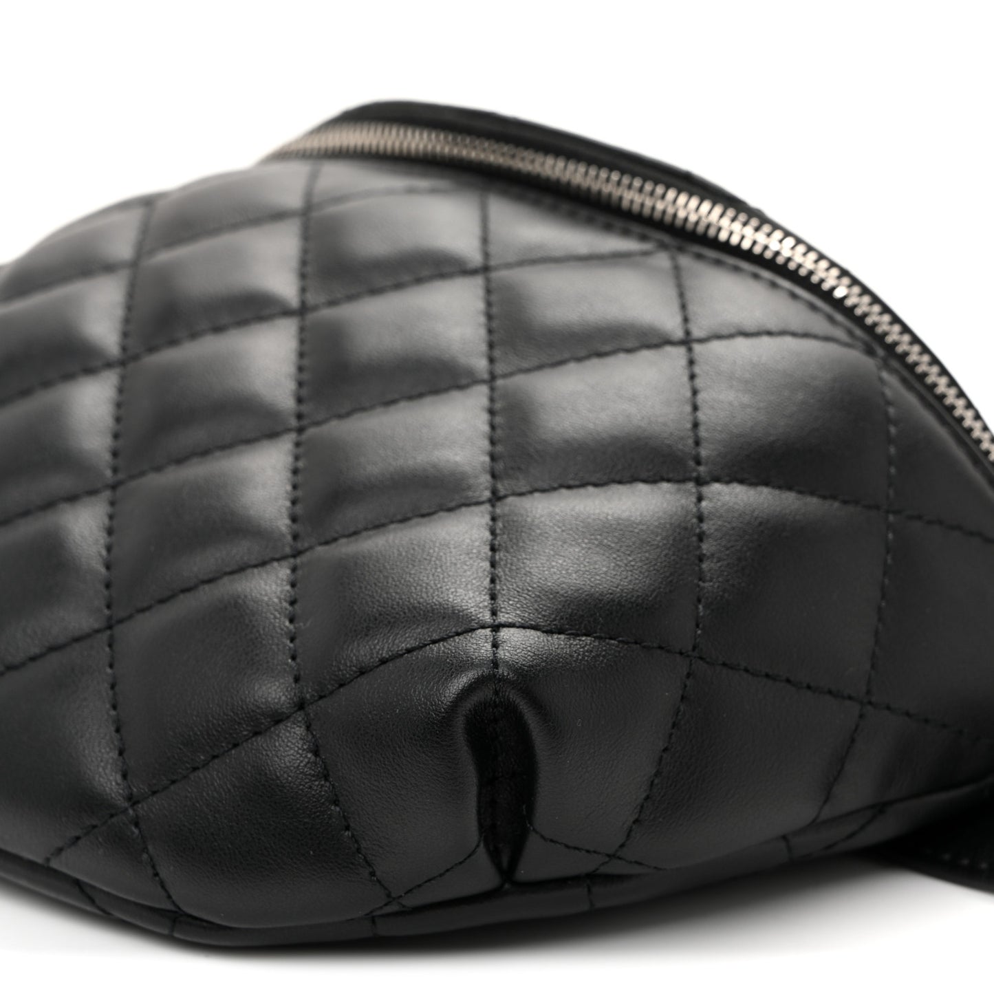 Calfskin Quilted Uniform Waist Belt Bag Black