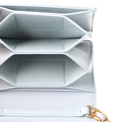 Chanel Lambskin Quilted Chanel 19 Flap Coin Purse With Chain Light Blue 5 of 9
