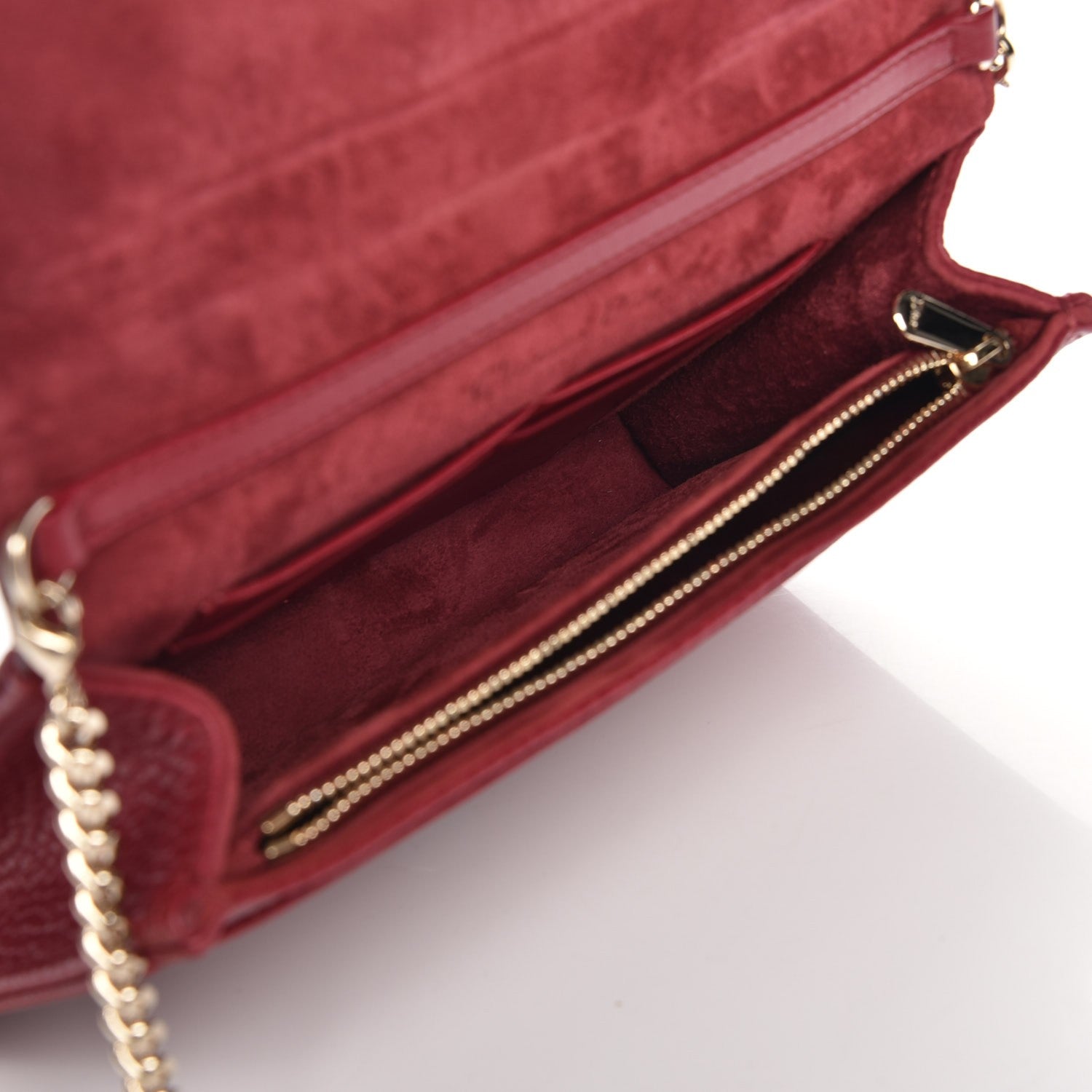 Christian Dior Grained Calfskin Diorama Wallet on Chain Pouch Burgundy 5 of 6