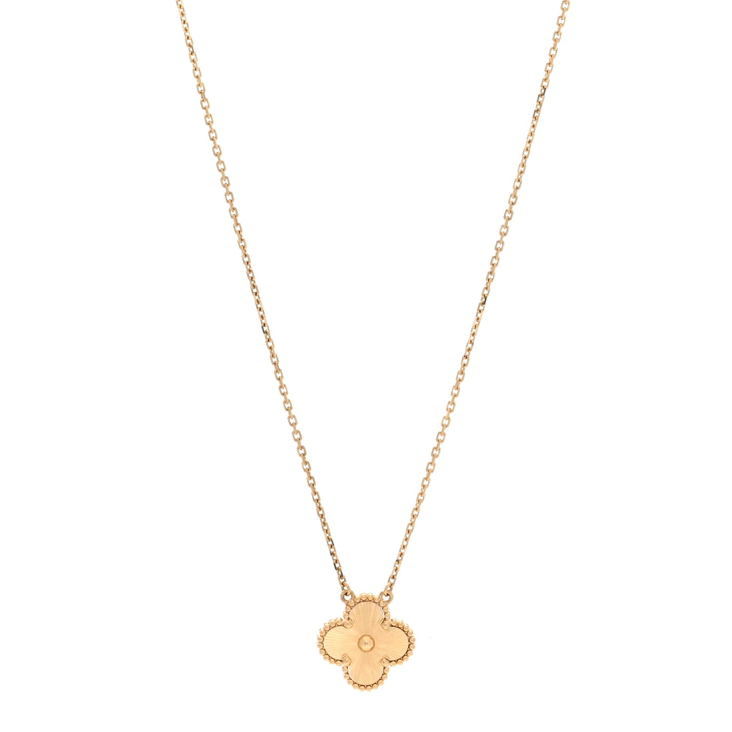 18K Yellow Gold Guilloche Vintage Alhambra Pendant Necklace