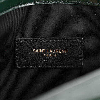 Saint Laurent Calfskin Crocodile Embossed Uptown Monogram Clutch  Dark Mint 6 of 7