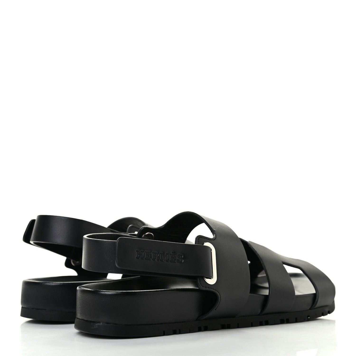 Hermes Calfskin Womens Takara Sandals 38.5 Black 4 of 8