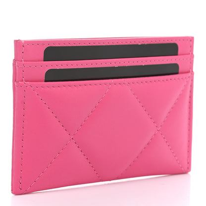 Chanel Lambskin Quilted Chanel 19 Card Holder Dark Pink 3 of 9