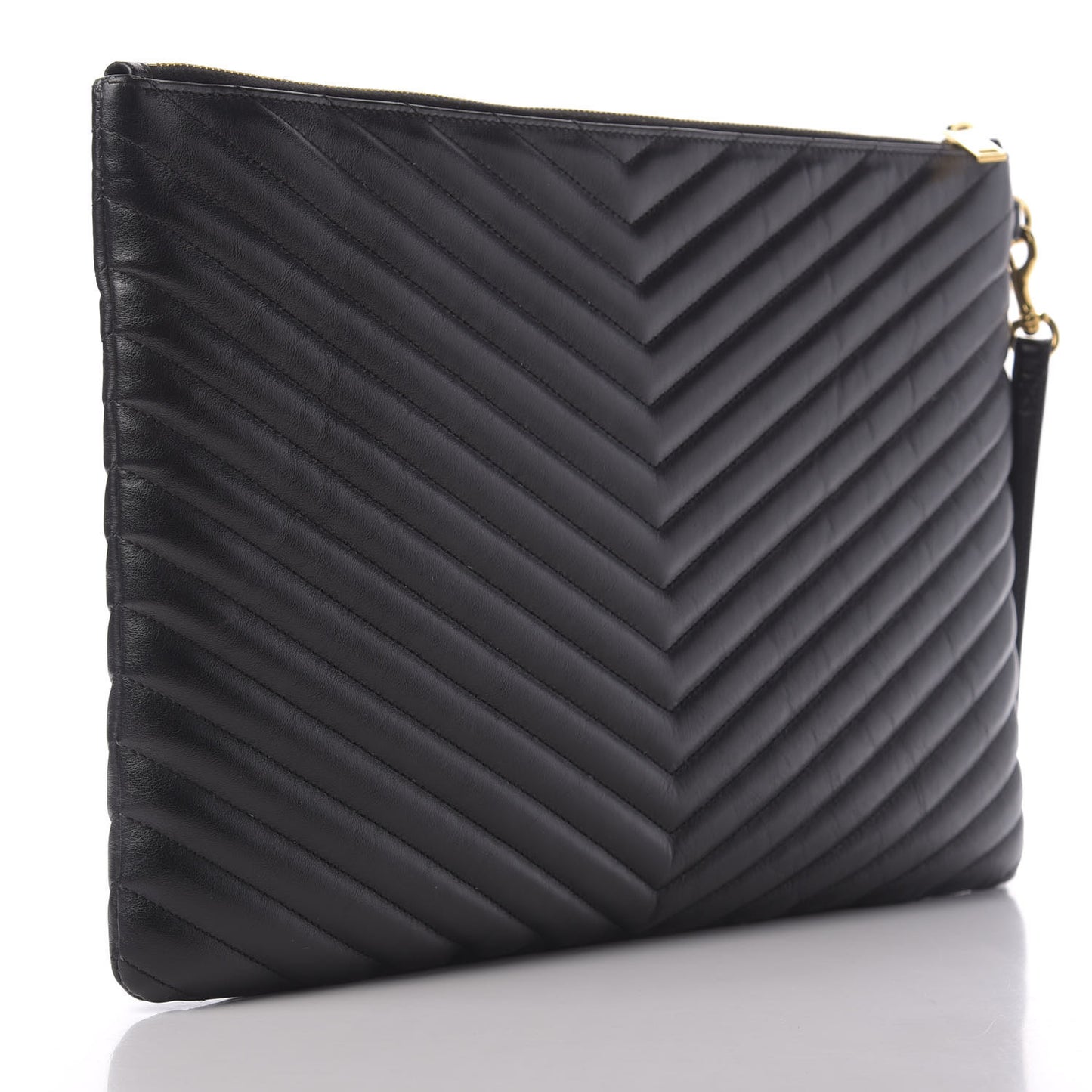 Calfskin Matelasse Chevron Monogram Document Holder Black