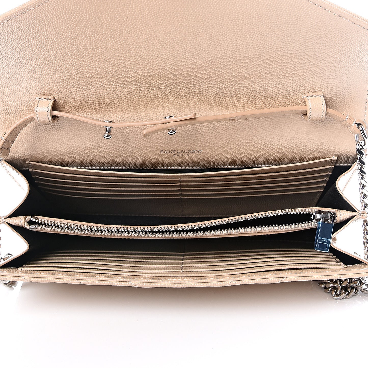 Grain De Poudre Matelasse Chevron Monogram Chain Wallet Nude Powder