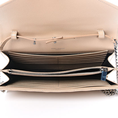 Saint Laurent Grain De Poudre Matelasse Chevron Monogram Chain Wallet Nude Powder 4 of 8