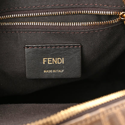 Fendi X FILA Glazed Fabric Vitello Century FF 1974 Mania Mini Backpack Mogano Panna Blueberry 6 of 11