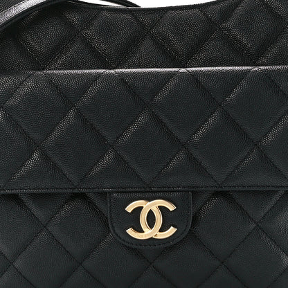 Chanel Caviar Quilted Large Wavy CC Hobo Black 8 of 11