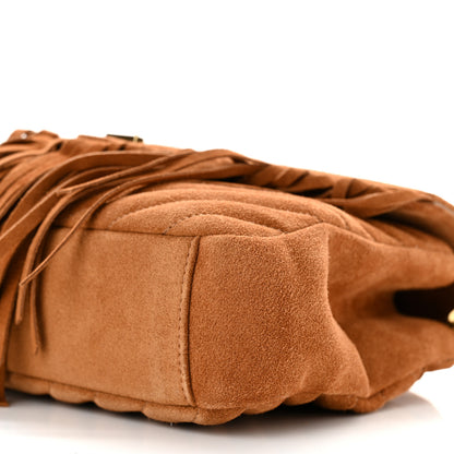 Saint Laurent Suede Matelasse Chevron Fringe Monogram Medium College Bag Brown 10 of 10