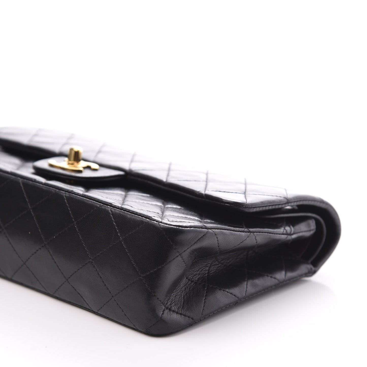 Lambskin Quilted Medium Double Flap Black