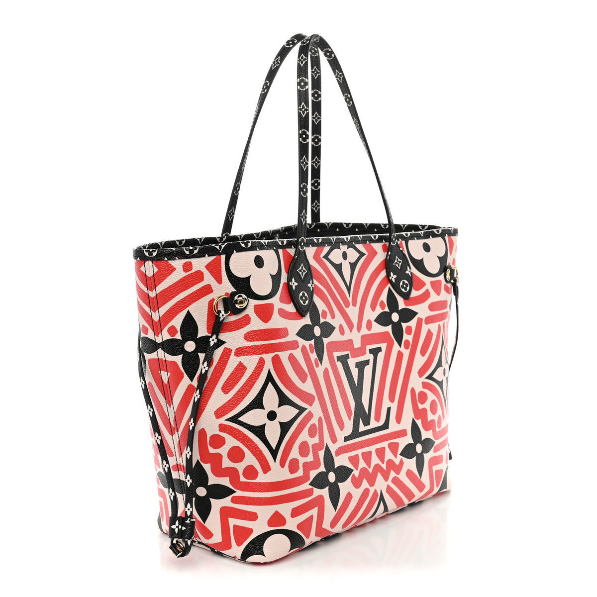 Monogram Giant Crafty Neverfull MM Creme Rouge Black