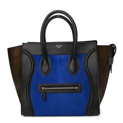 Celine Pony Hair Mini Tri-Color Luggage Royal Blue 1 of 10