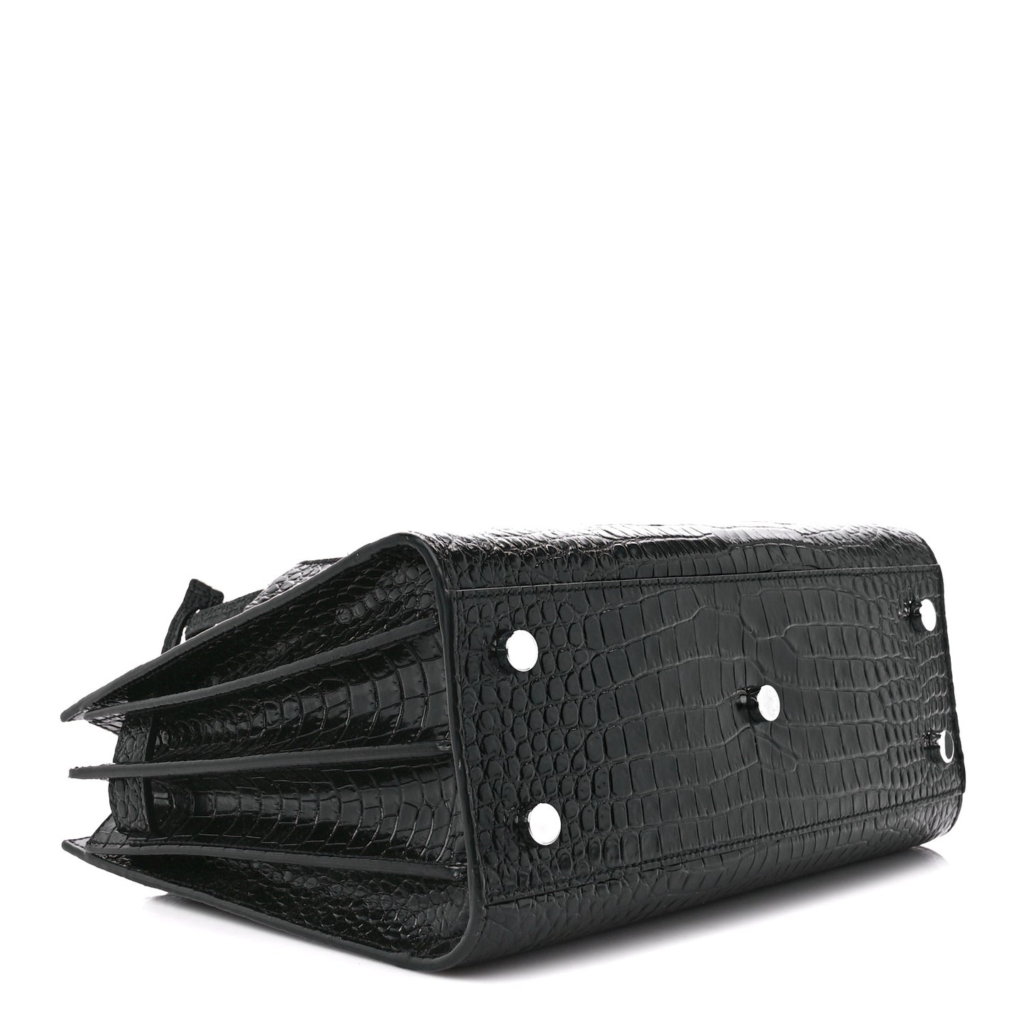 Calfskin Crocodile Embossed Baby Sac De Jour Black