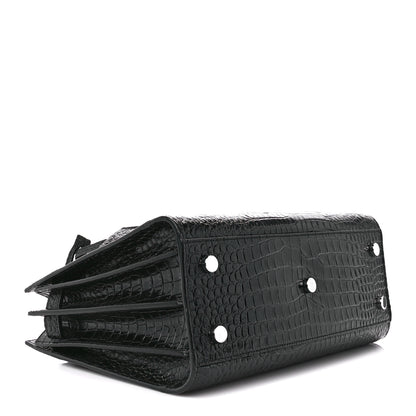 Saint Laurent Calfskin Crocodile Embossed Baby Sac De Jour Black 4 of 12