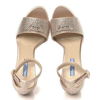 Prada Satin Crystal Triangle Logo 40/135mm Platform Sandals 38 Ninfea 2 of 8