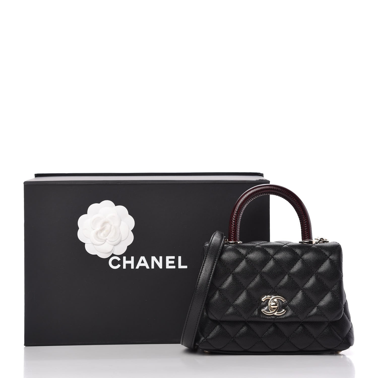 Chanel Caviar Lizard Embossed Quilted Extra Mini Coco Handle Flap Black 10 of 10