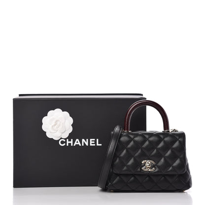 Chanel Caviar Lizard Embossed Quilted Extra Mini Coco Handle Flap Black 10 of 10