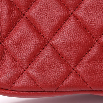 Chanel Caviar Quilted Curvy Pouch Cosmetic Case Red 12 of 14