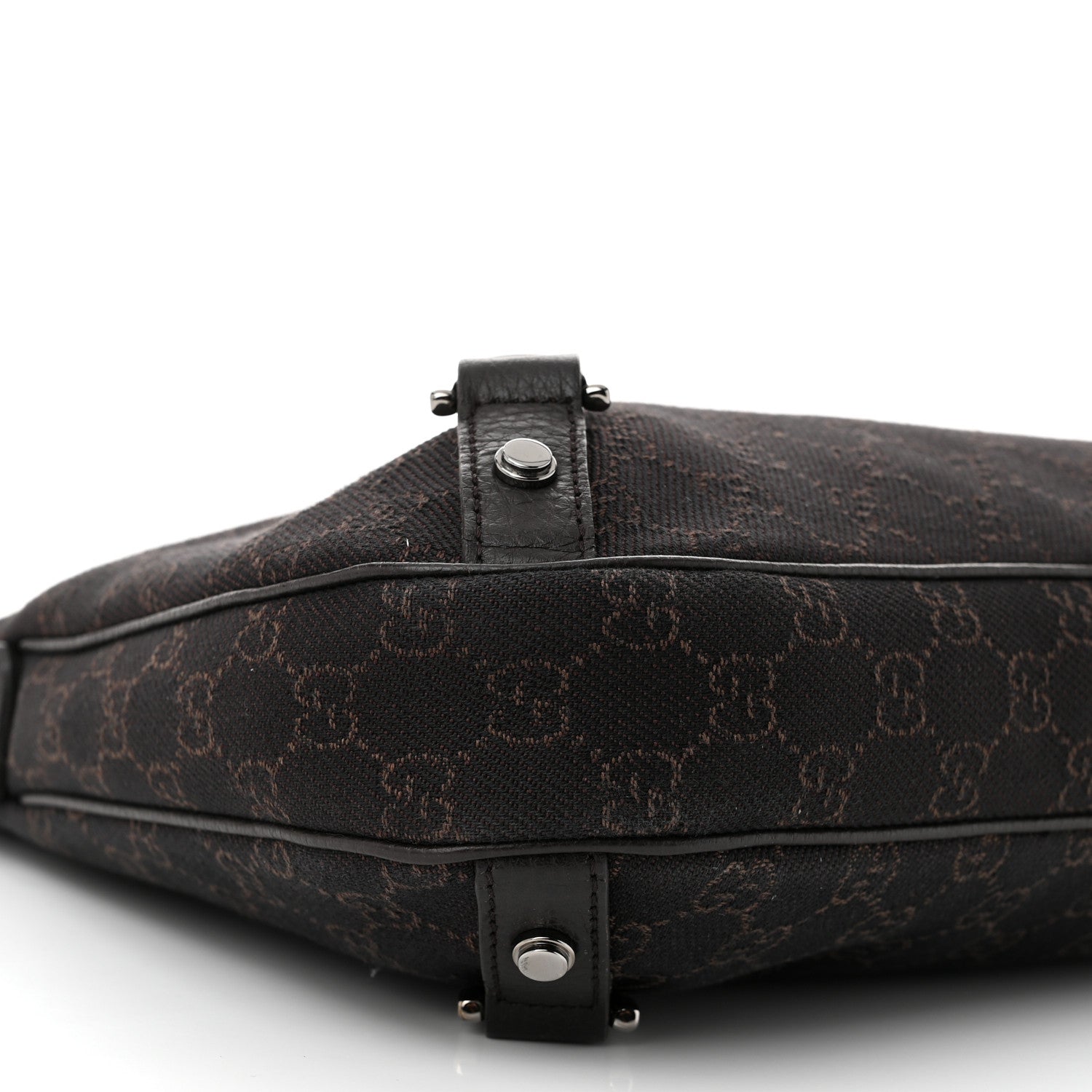 Gucci Denim Monogram Abbey D Ring Hobo Brown 9 of 10
