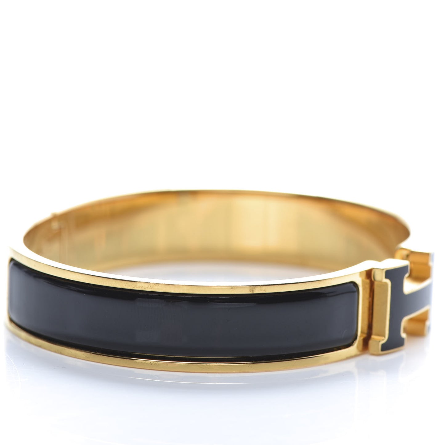 Enamel Narrow Clic Clac H Bracelet PM Black