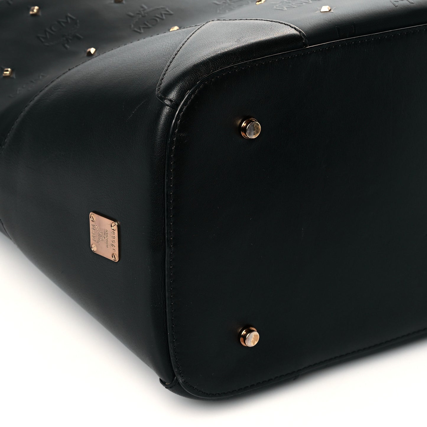 Coated Canvas Studded Shopper Tote Black