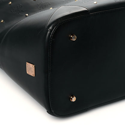 MCM Coated Canvas Studded Shopper Tote Black 8 of 9