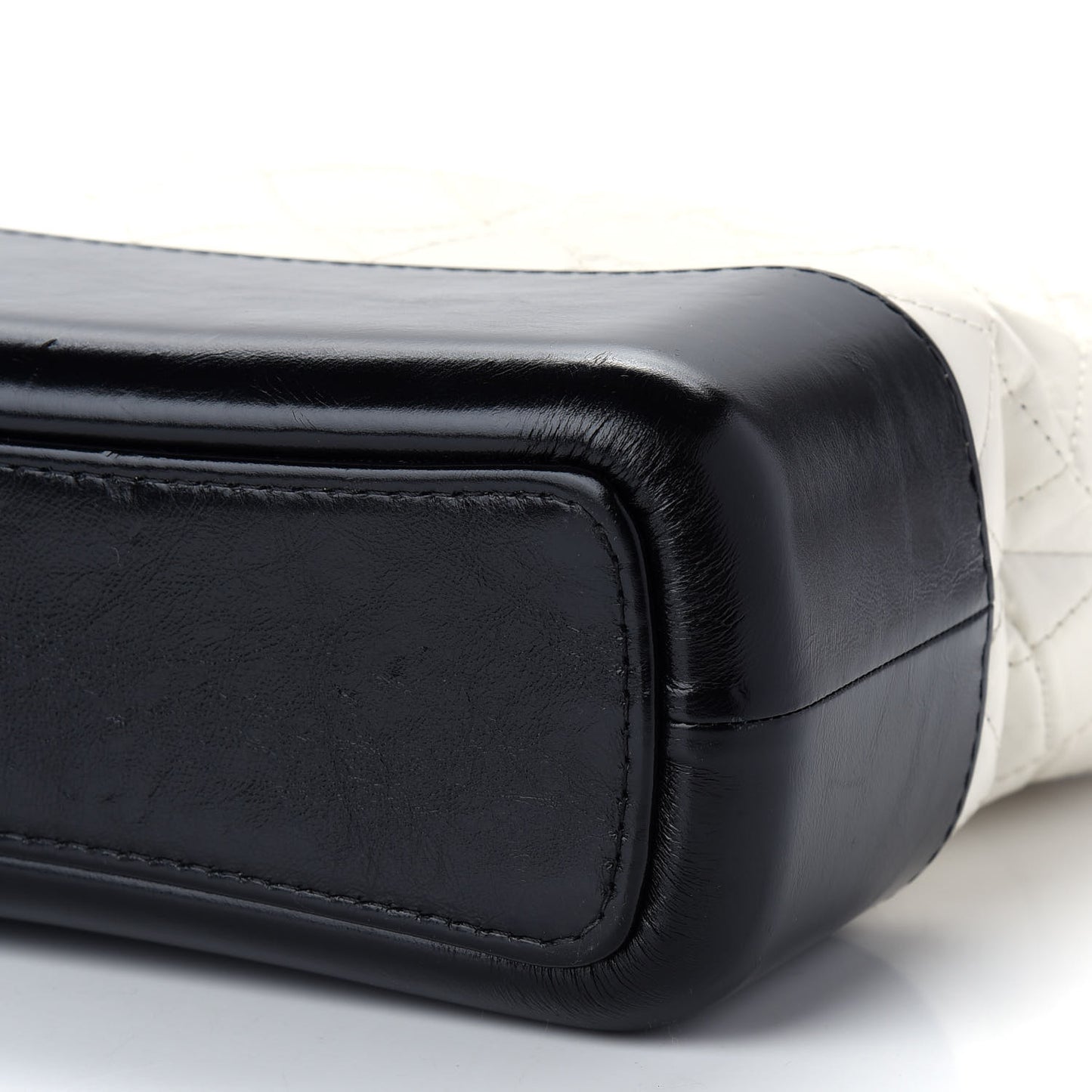 Aged Calfskin Quilted Medium Gabrielle Hobo Black White