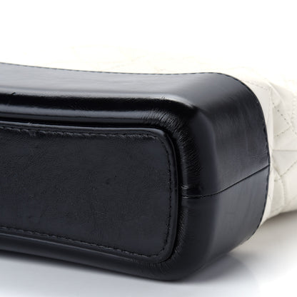 Chanel Aged Calfskin Quilted Medium Gabrielle Hobo Black White 9 of 10