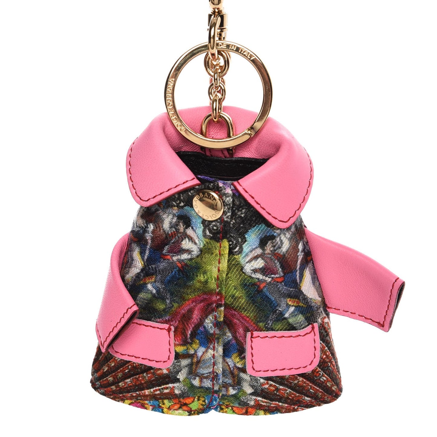 Lambskin Fabric Printed Coat Key Holder Pink