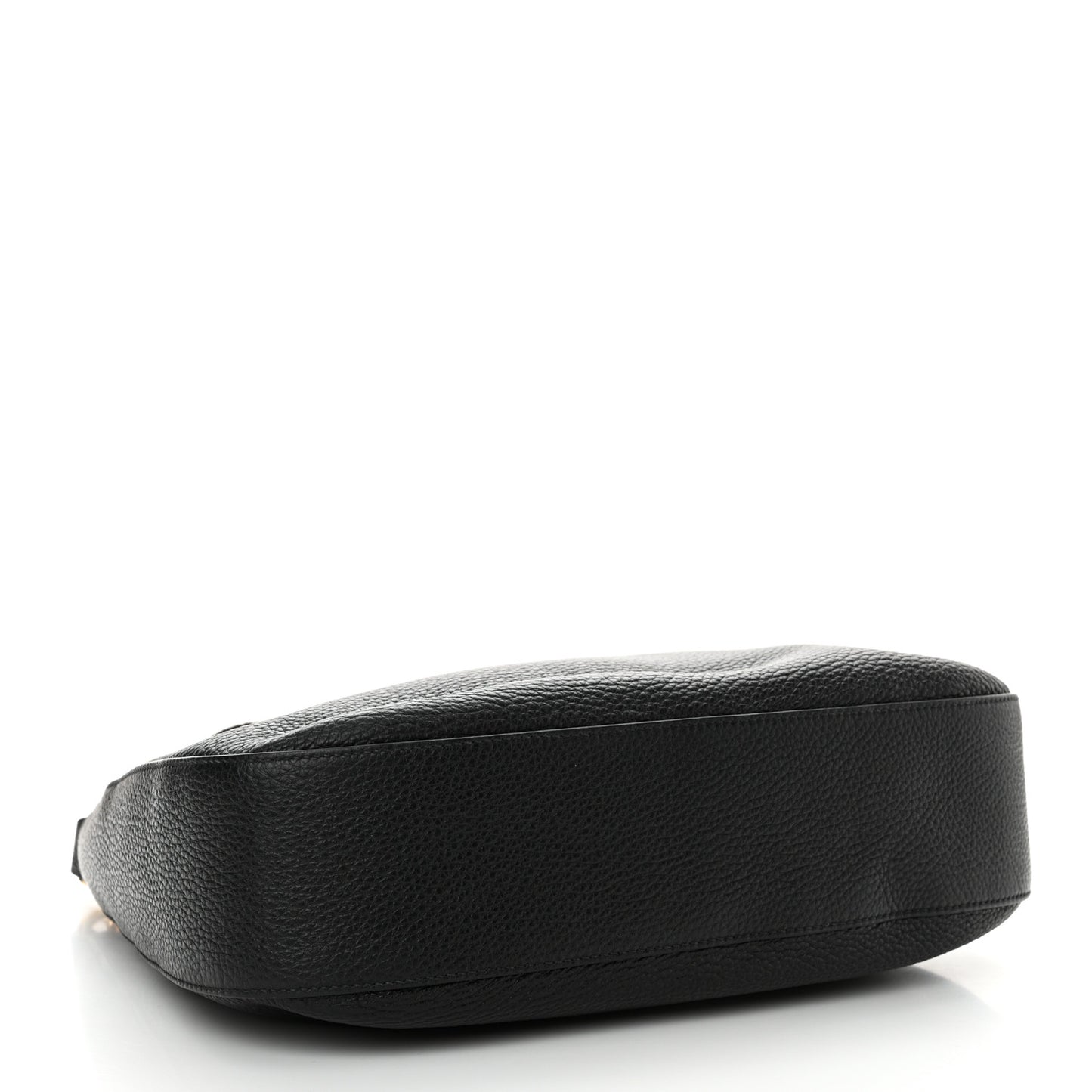 Vitello Daino Soft Zippered Hobo Shoulder Bag Black