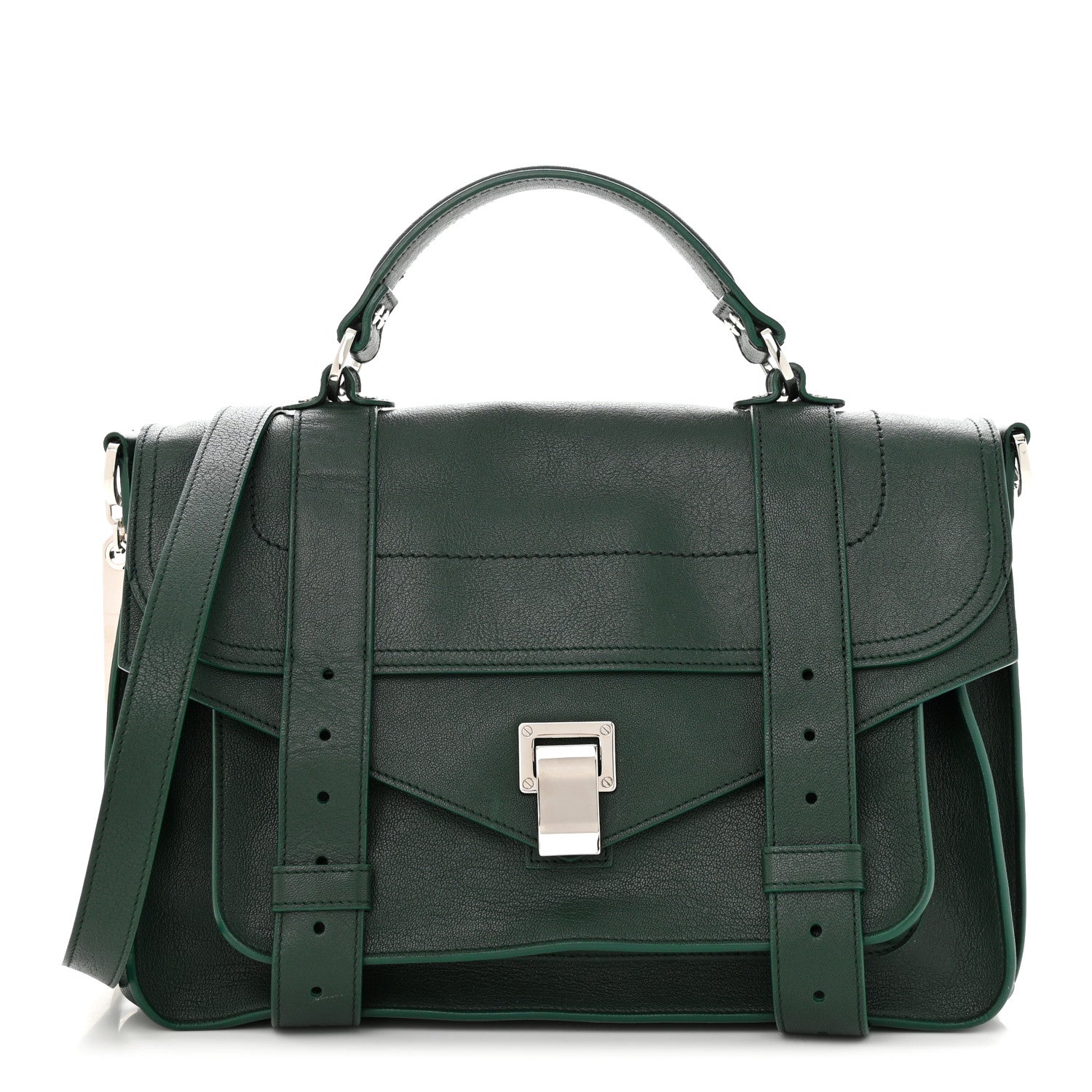 Proenza Schouler Lambskin Medium PS1 Satchel Forest Green 1 of 10