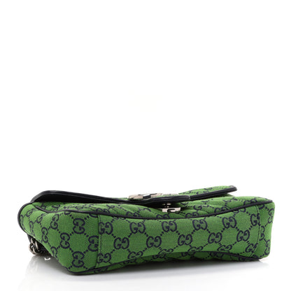 Gucci Monogram Multicolor Matelasse Diagonal Small GG Marmont Shoulder Bag Green Blue 4 of 10