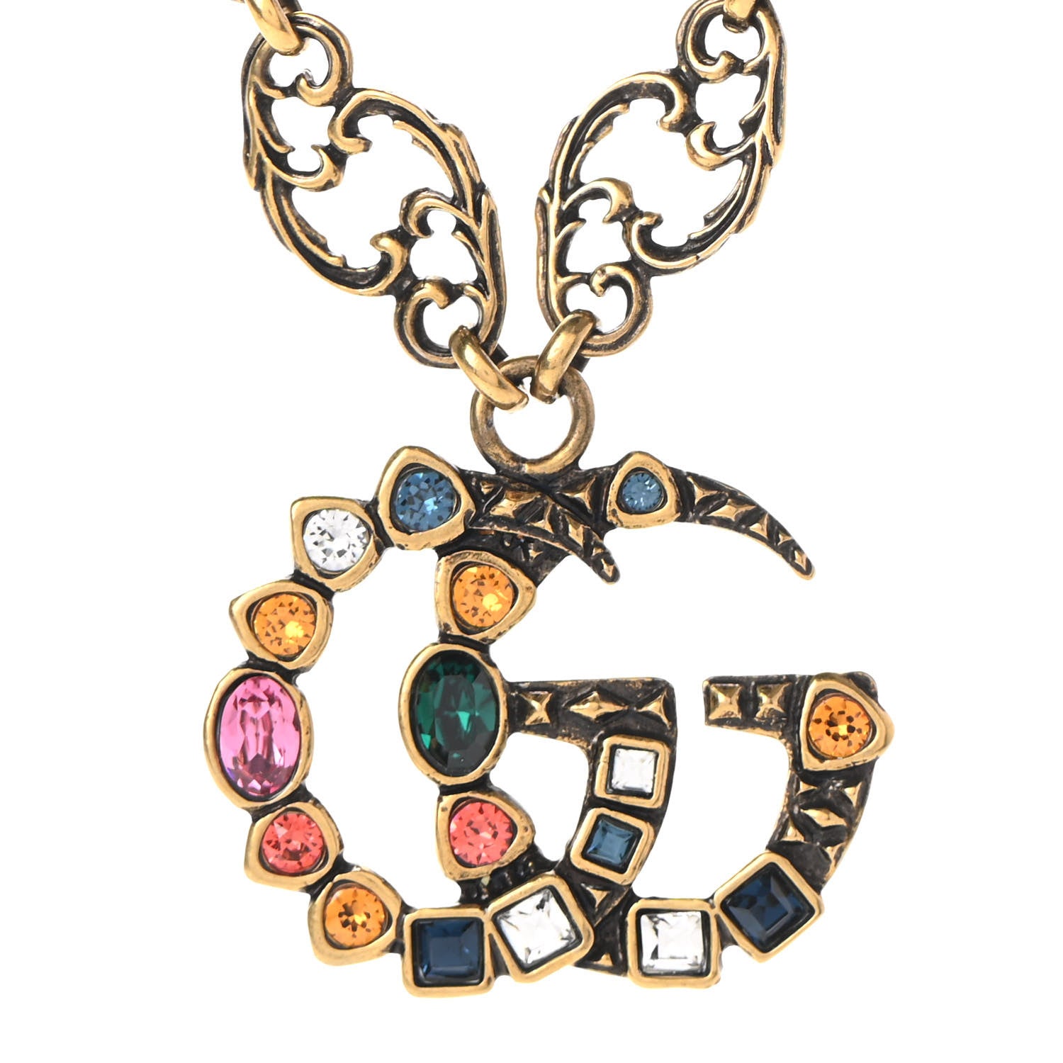 Gucci Crystal Marmont Necklace Aged Gold Multicolor 4 of 8