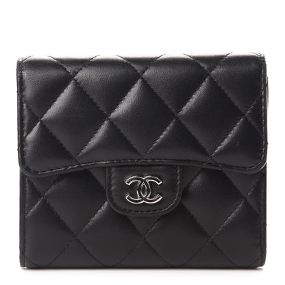 Chanel Lambskin Quilted Compact Flap Wallet Black 1 of 9