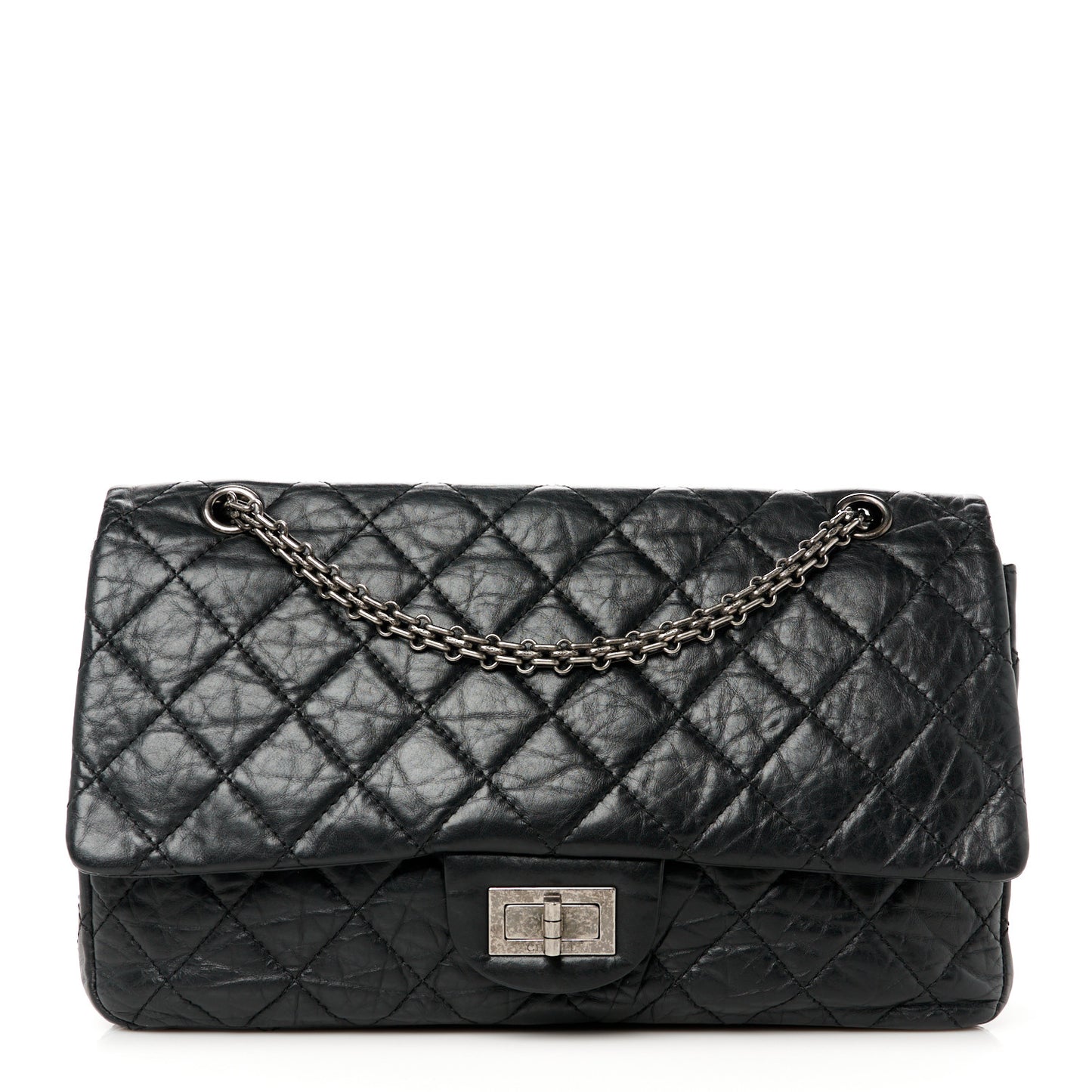 Aged Calfskin Quilted 2.55 Reissue 227 Flap Black