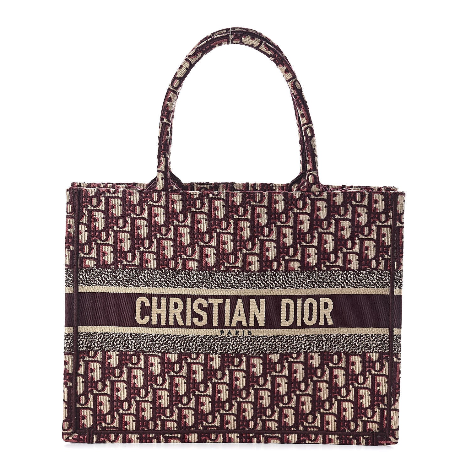 Christian Dior Oblique Medium Book Tote Burgundy Multicolor 1 of 10