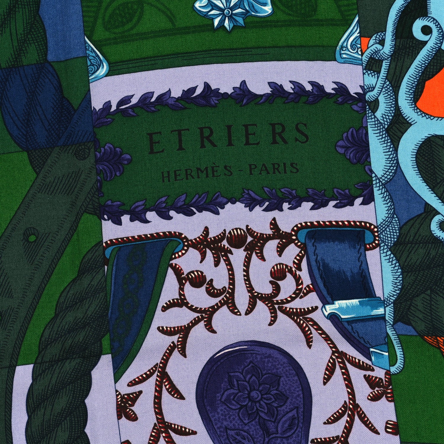 Hermes Cashmere Silk Cavalleria D'Etriers Shawl 140 2 of 3