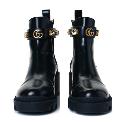 Gucci Calfskin Crystal GG Trip Chelsea Ankle Boots 37 Black 3 of 8