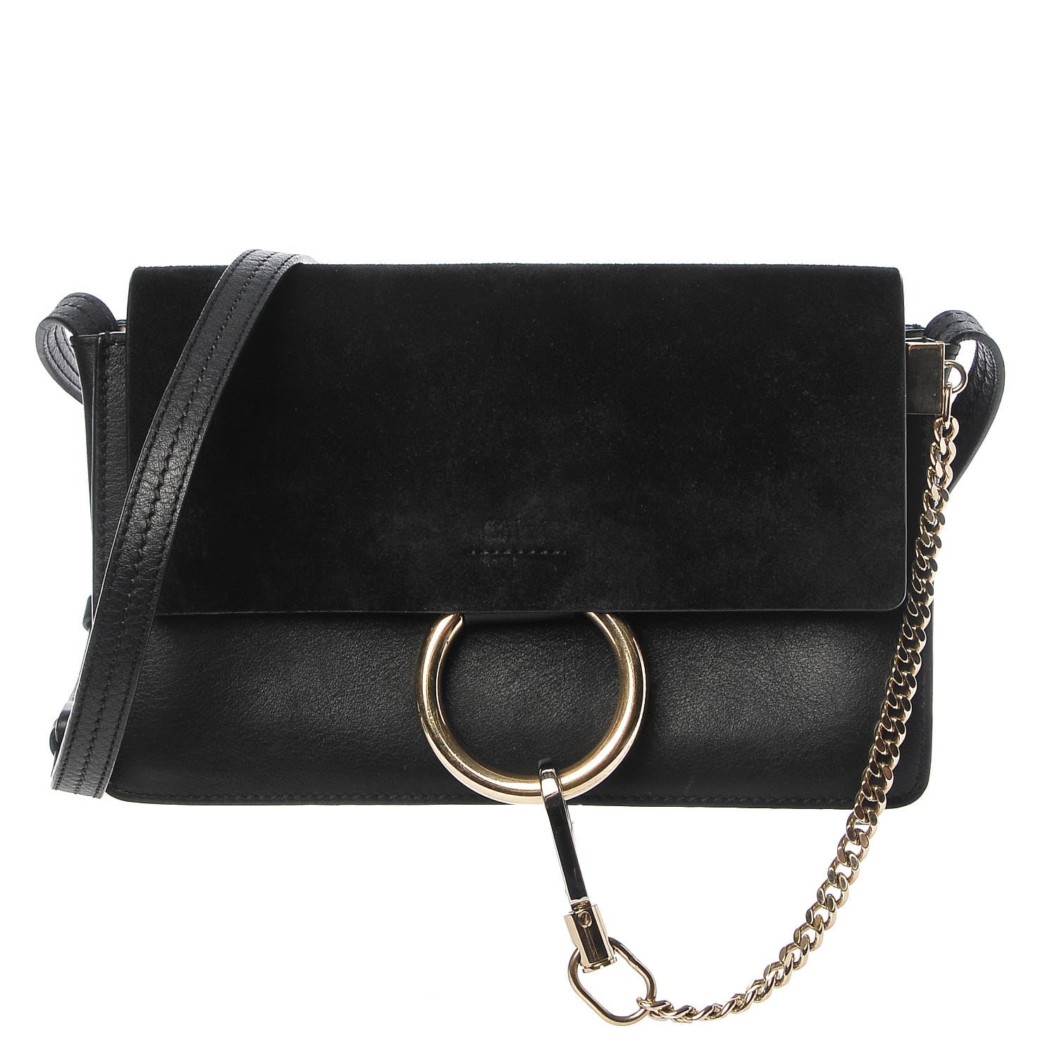 Chloe Suede Calfskin Small Faye Shoulder Bag Black 1 of 8