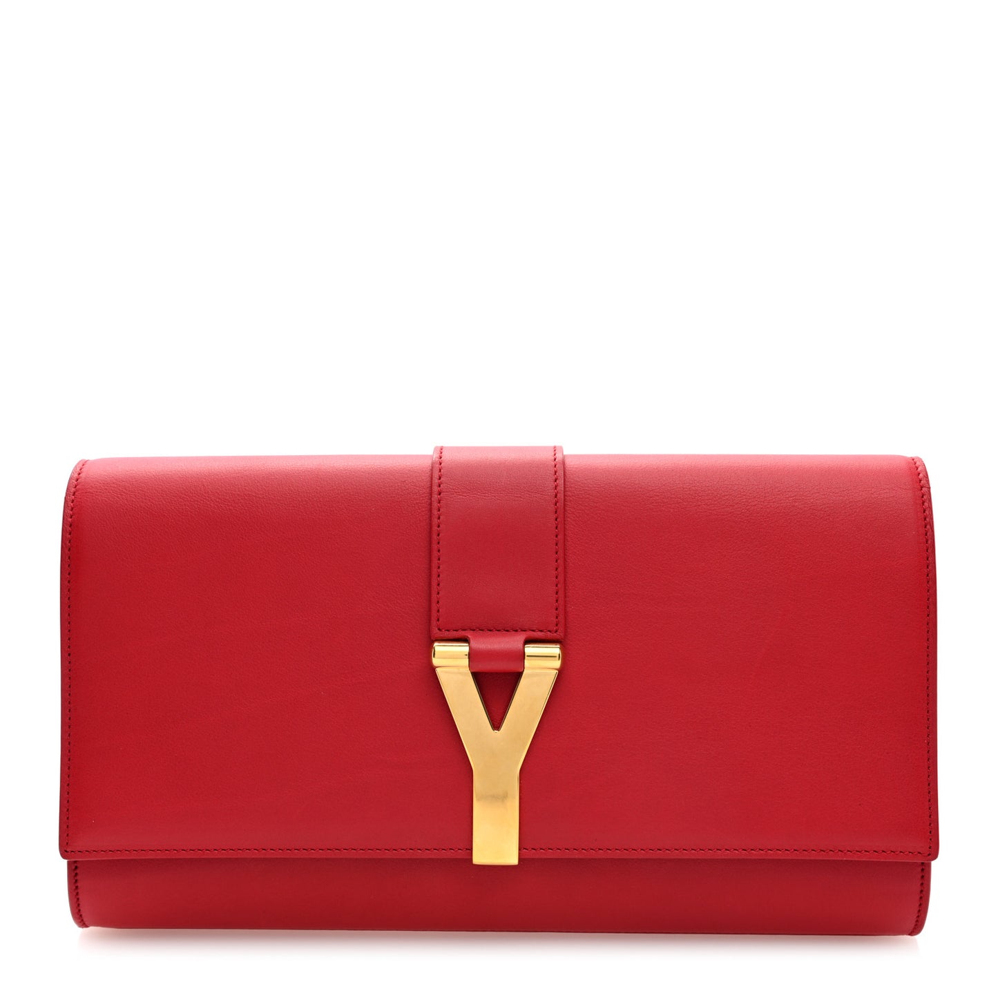 Calfskin Classic Y Ligne Clutch Red