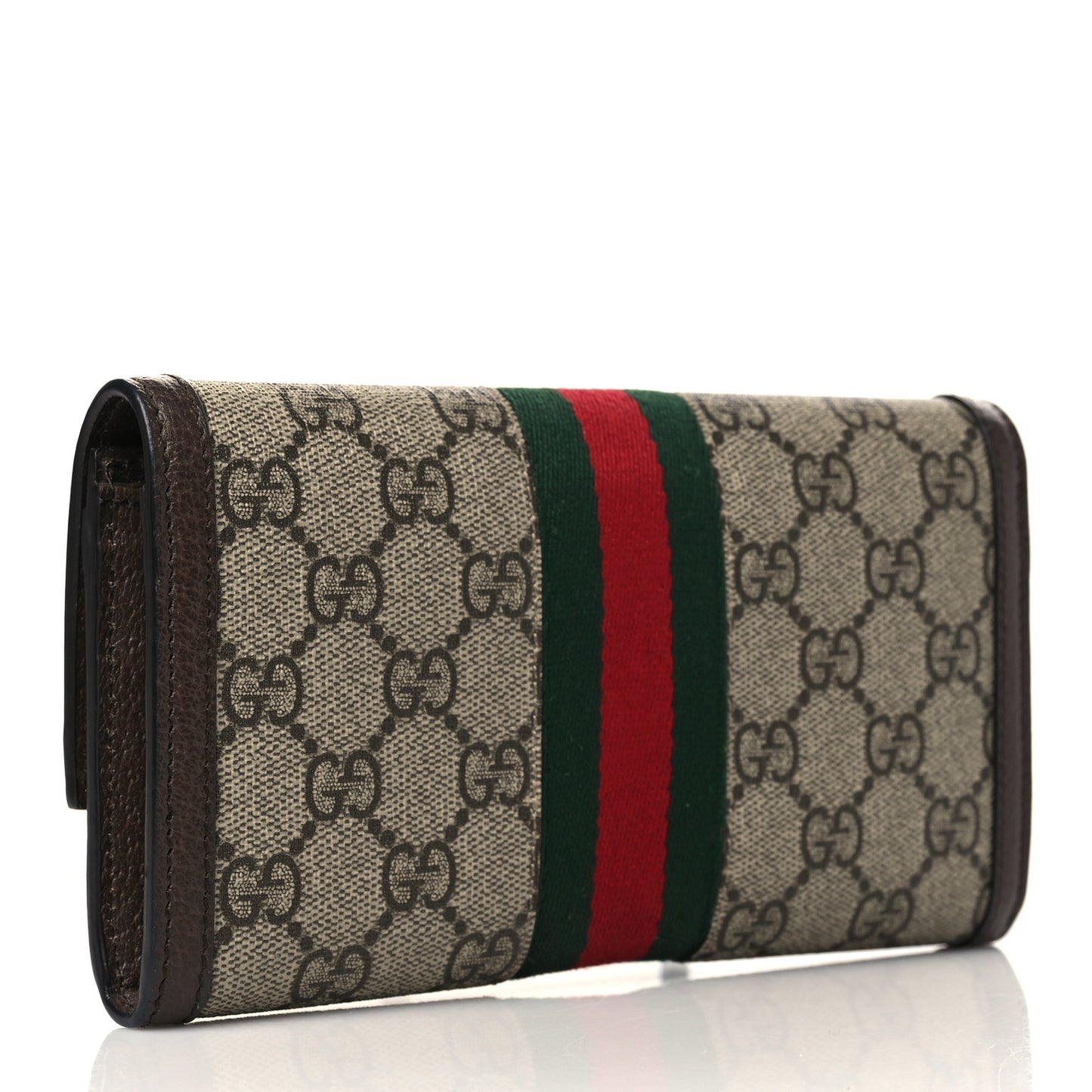 GG Supreme Monogram Web Ophidia Continental Wallet Brown