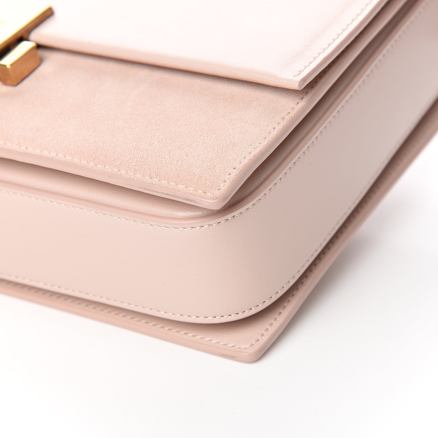 Saint Laurent Smooth Calfskin Suede Medium Bellechasse Bag Marble Pink 8 of 9
