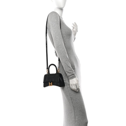 Balenciaga Shiny Box Calfskin Hourglass Top Handle Bag XS Black 2 of 11