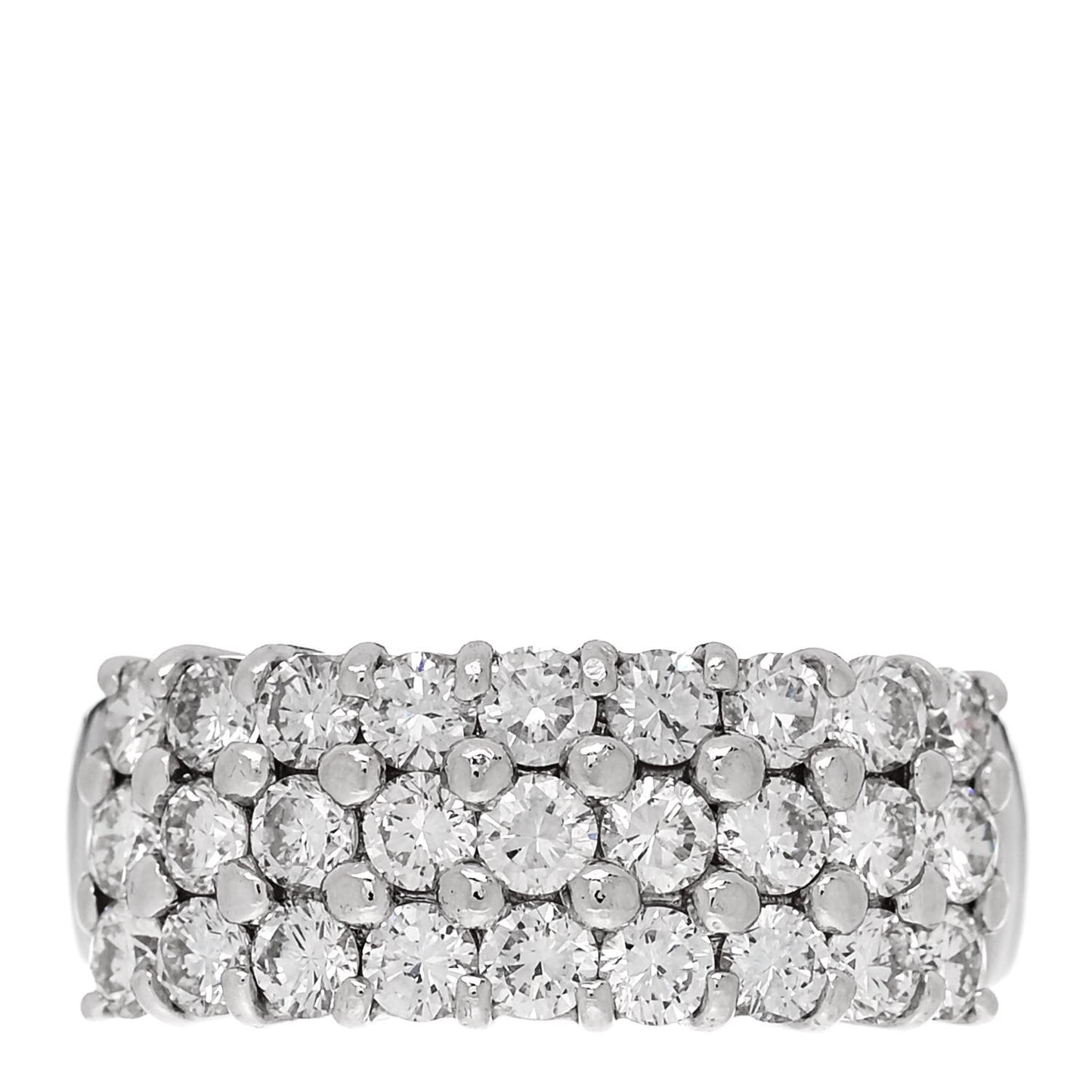 Platinum Diamond 2.00ct Three Row Half Eternity Band Ring 58 8.25