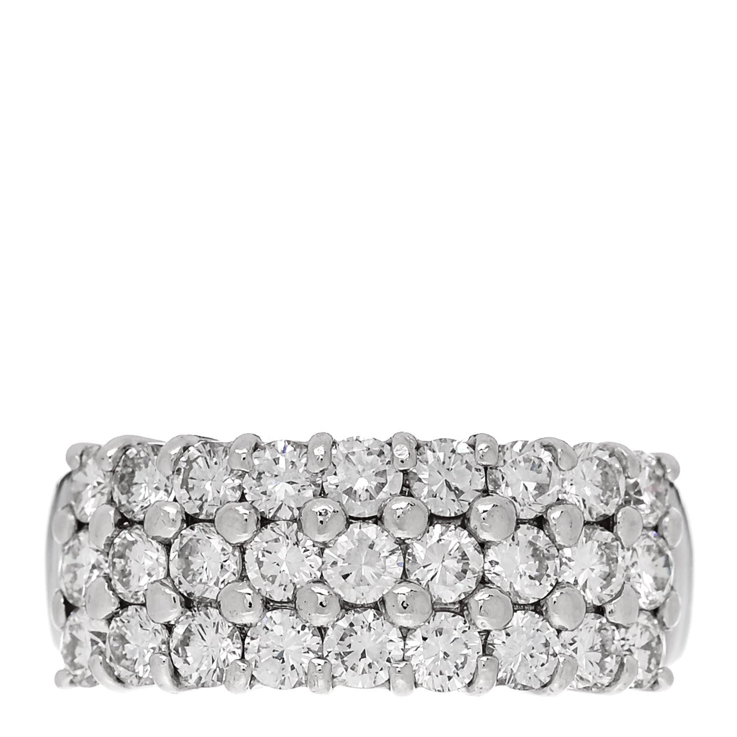 Parker & West by FASHIONPHILE Platinum Diamond 2.00ct Three Row Half Eternity Band Ring 58 8.25 1 of 9