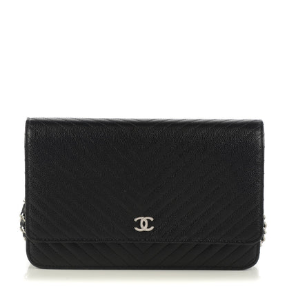 Chanel Caviar Chevron Wallet On Chain WOC Black 1 of 8