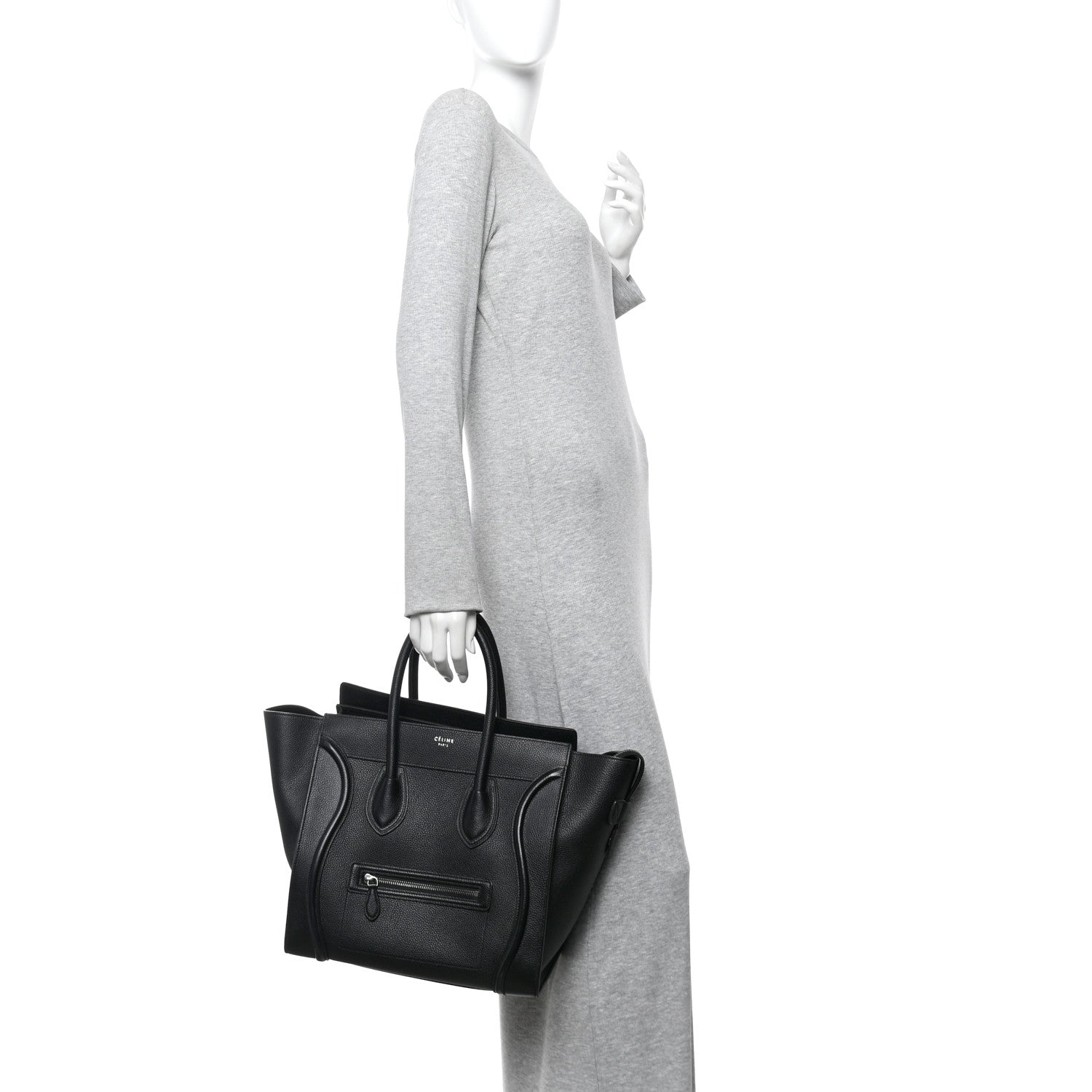 Celine Drummed Calfskin Mini Luggage Black 2 of 9