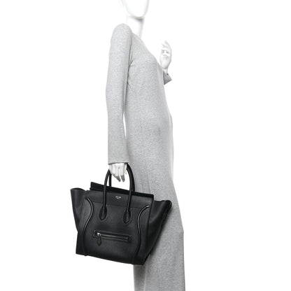 Celine Drummed Calfskin Mini Luggage Black 2 of 9